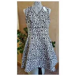 Banana Republic Jacquard Fit n Flare SZ 10 Dress Animal Leopard Print $130 NWT